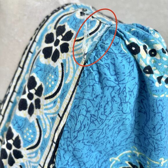 Vintage Loungees Small Blue Butterfly Mumu House Sleep Dress Kaftan Pockets - Picture 5 of 14